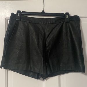 Black leather shorts